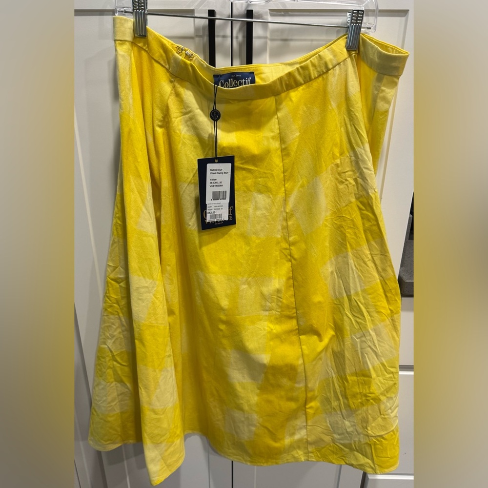 Collectif Yellow Check A-Line Skirt XXXL/UK20